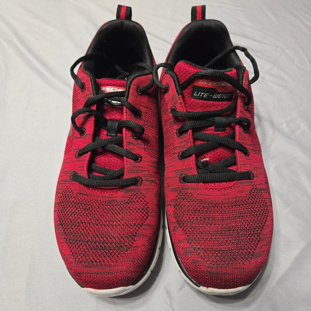 Skechers Sz 10 Men's Track Front Runner Red Black Lite-Weight Men's Sneakers